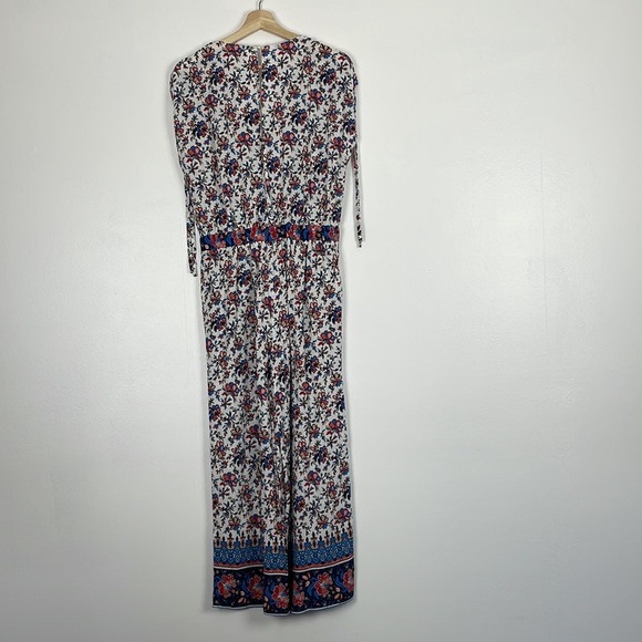 Loft Beach short cap drawstring sleeve V neck elastic waist floral jumpsuit XXS - Picture 6 of 11